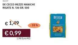Prezzemolo e Vitale De cecco mezze maniche rigate n. 136 offerta