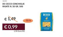 Prezzemolo e Vitale De cecco conchiglie rigate n. 50 offerta