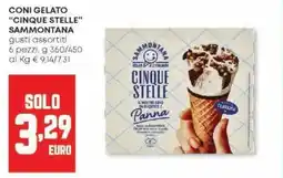 Panorama Coni gelato "cinque stelle" SAMMONTANA offerta