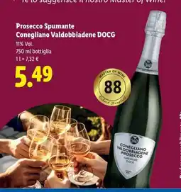 Lidl Prosecco Spumante Conegliano Valdobbiadene DOCG offerta