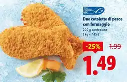 Lidl Due cotolette di pesce con formaggio offerta