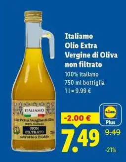 Lidl Italiano Olio Extra Vergine di Oliva non filtrato offerta