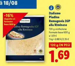 Lidl Italiamo Piadina Romagnola IGP alla Riminese offerta