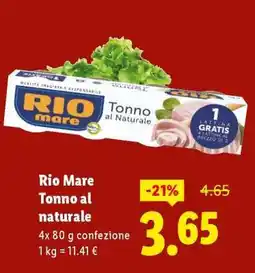 Lidl Rio Mare Tonno al naturale offerta