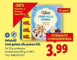 Lidl Gelatelli Coni gelato alla panna XXL offerta