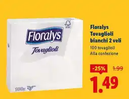 Lidl Florays Tovaglioli bianchi 2 veli offerta