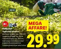 Lidl PARKSIDE Tagliasiepi elettrico offerta
