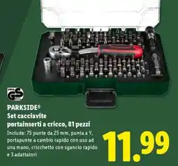 Lidl PARKSIDE Set cacciavite portainserti a cricco, 81 pezzi offerta
