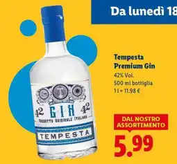 Lidl Tempesta Premium Gin offerta