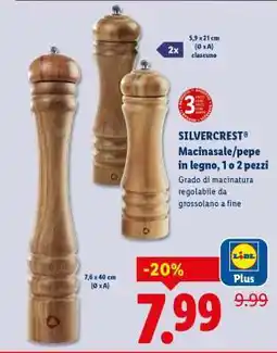 Lidl SILVERCREST Macinasale/pepe in legno, 1 o 2 pezzi offerta