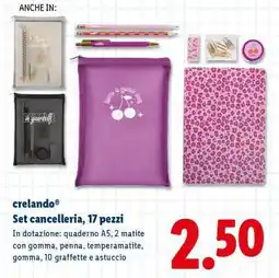 Lidl crelando Set cancelleria, 17 pezzi offerta