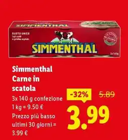 Lidl Simmenthal Carne in scatola offerta