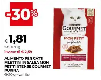 Coop ALIMENTO PER GATTI FILETTINI IN SALSA MON PETIT INTENSE GOURMET PURINA offerta
