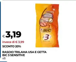 Coop RASOIO TRILAMA USA E GETTA BIC 3 SENSITIVE offerta