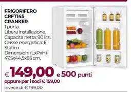 Coop FRIGORIFERO CRFT145 CRANKER offerta