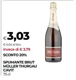 Coop SPUMANTE BRUT MÜLLER THURGAU CAVIT offerta