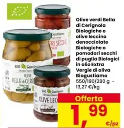 Interspar Olive verdi Bella di Cerignola Biologiche o olive leccino denocciolate Biologiche o pomodori secchi di puglia offerta