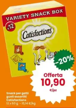 Interspar Snack per gatti gusti assortiti Catisfactions offerta