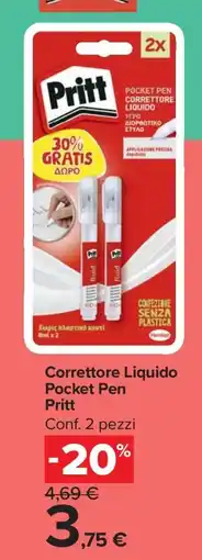 Carrefour Correttore Liquido Pocket Pen Pritt offerta