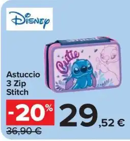 Carrefour Disney Astuccio 3 Zip Stitch offerta