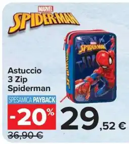 Carrefour Astuccio 3 Zip Spiderman offerta