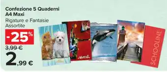Carrefour Confezione 5 Quaderni A4 Maxi offerta