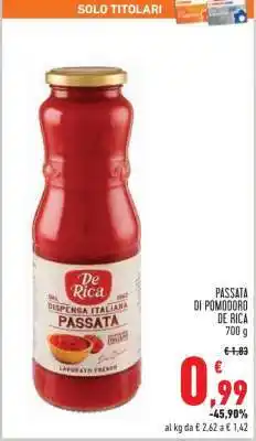 Conad PASSATA DI POMODORO DE RICA offerta