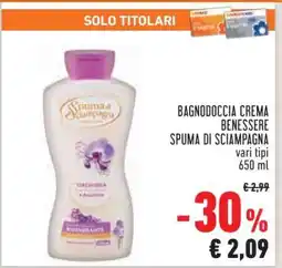 Conad BAGNODOCCIA CREMA BENESSERE SPUMA DI SCIAMPAGNA offerta