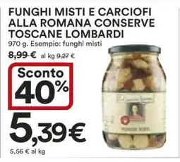 Coop FUNGHI MISTI E CARCIOFI ALLA ROMANA CONSERVE TOSCANE LOMBARDI offerta