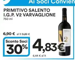 Coop PRIMITIVO SALENTO I.G.P. V2 VARVAGLIONE offerta