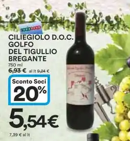 Coop Ciliegiolo D.O.C. Golfo del Tigullio Bregante offerta