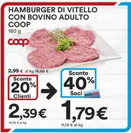 Coop Hamburger di Vitello con Bovino Adulto Coop offerta