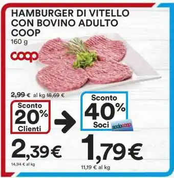 Coop Hamburger di Vitello con Bovino Adulto Coop offerta