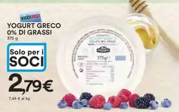 Coop YOGURT GRECO 0% DI GRASSI offerta
