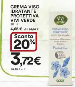 Coop CREMA VISO IDRATANTE PROTETTIVA VIVI VERDE offerta