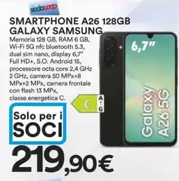 Coop SMARTPHONE A26 128GB GALAXY SAMSUNG offerta
