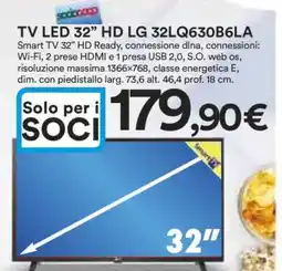 Coop TV LED 32” HD LG 32LQ630B6LA offerta