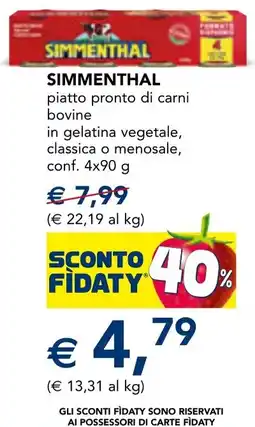 Esselunga SIMMENTHAL piatto pronto di carni bovine in gelatina vegetale offerta