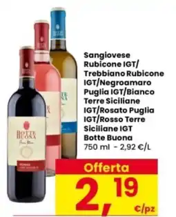 Interspar Sangiovese Rubicone IGT/ Trebbiano Rubicone IGT/Negroamaro Puglia IGT Botte Buona offerta