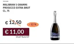 Prezzemolo e Vitale Malibran 5 grammi prosecco extra brut offerta