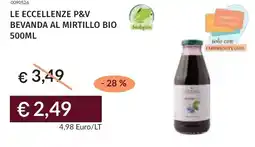 Prezzemolo e Vitale Le eccellenze p&v bevanda al mirtillo bio offerta