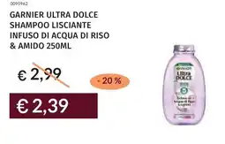 Prezzemolo e Vitale Garnier ultra dolce shampoo lisciante infuso di acqua di riso & amido offerta
