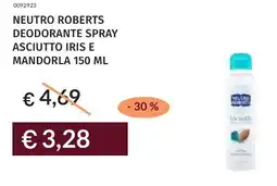 Prezzemolo e Vitale Neutro roberts deodorante spray asciutto iris e mandorla offerta