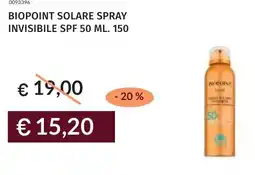 Prezzemolo e Vitale Biopoint solare spray invisibile SPF 50 offerta
