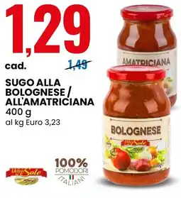 Eurospin Sugo alla bolognese/ all'amatriciana DELIZIE DEL SOLE offerta
