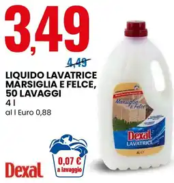 Eurospin Liquido lavatrice marsiglia e felce Dexal offerta