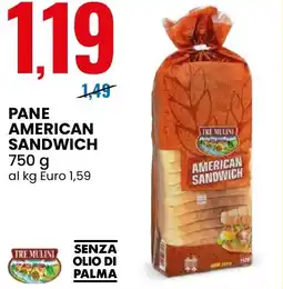 Eurospin Pane american sandwich TRE MULINI offerta