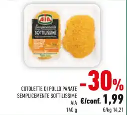 Conad Cotolette di pollo panate semplicemente sottilissime AIA offerta