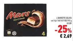 Conad Superstore 4 barrette gelato MARS vari tipi offerta