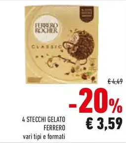 Conad 4 stecchi gelato FERRERO offerta